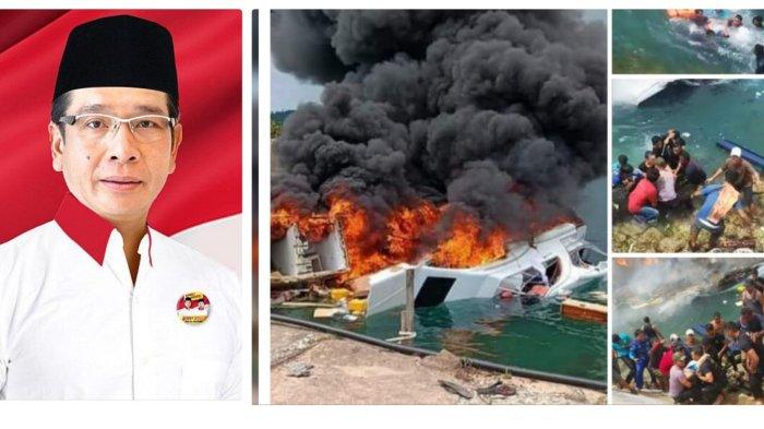 Speedboat yang membawa rombongan Calon Gubernur Maluku Utara (Malut) Nomor Urut 4 Benny Laos mengalami kecelakaan di Pulau Taliabu, Maluku Utara, Sabtu (12/10/2024). (TRIBUN MEDAN/FB)