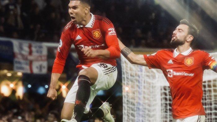 Manchester United terselamatkan lewat gol Casemiro di menit-menit akhir atas lawannya Chelsea di Liga Inggris 2022-2023, Sabtu (23/10/2022)