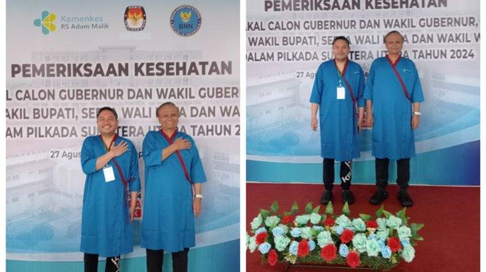 Pasangan Calon (Paslon) Bupati dan Wakil Bupati Pakpak Bharat, Franc Bernhard Tumanggor dan H Mutsyuhito Solin, Dr, M.Pd melaksanakan pemeriksaan Kesehatan di Rumah Sakit Umum Pusat (RSUP) H Adam Malik Medan, Senin (2/9/2024).