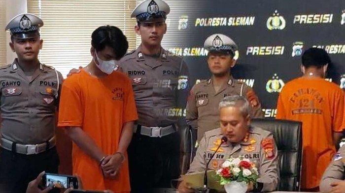 TERSANGKA: Christiano Tarigan pengemudi mobil BMW yang tabrak Argo Mahasiswa UGM saat dihadirkan dalam jumpa pers di Polresta Sleman. (KOMPAS.COM/YUSTINUS WIJAYA KUSUMA)