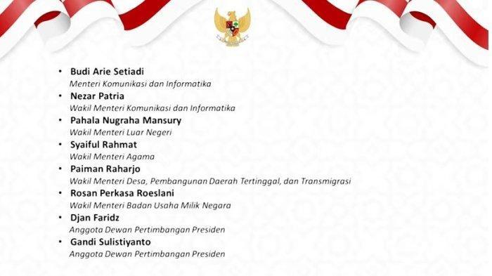 DAFTAR MENTERI YANG DILANTIK: Presiden Joko Widodo (Jokowi) resmi melantik Budi Arie Setiadi sebagai Menteri Komunikasi dan Informatika (Menkominfo) di Istana Negara, Jakarta, pada Senin, (17/72023). Tribunnews.com/Taufik Ismail)