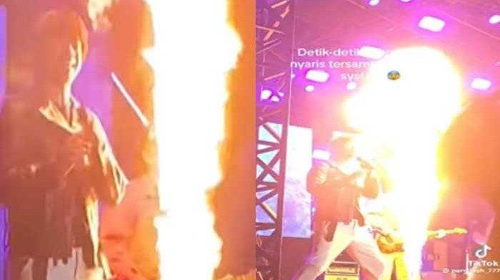 DETIK-DETIK Rian D'Masiv Tersambar Api Saat Bernyanyi, Nyaris Terbakar di Atas Panggung
