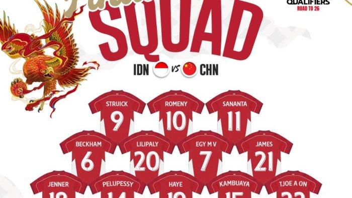 Timnas Indonesia umumkan 23 pemain untuk lawan China malam ini, Kamis (5/6/2025) pada Kualifikasi Piala Dunia 2026.