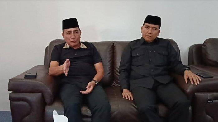 Edy Rahmayadi dan Hasan Sagala menggelar temu pers jelang Tahapan Cabut Nomor Calon Gubsu, Senin (23/9/2024)