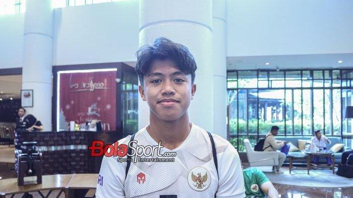 Pemain timnas U-17 Indonesia, Figo Dennis Saputrananto, saat ditemui di Hotel Le Meridien, Tanah Abang, Rabu (1/11/2023).