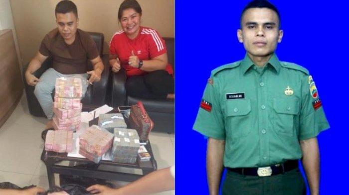 Foto diduga oknum TNI Praka Rasidin Lembeng dan Juliana Purba saat menerima uang sebesar Rp 1,4 Miliar dari Lestina Barus di Magelang. Uang diserahkan untuk meluluskan anak Lestina menjadi taruna Akademi Kepolisian (Akpol).
