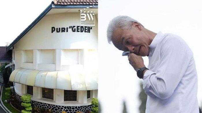 Momen Ganjar Pranowo menangis saat pamitan di hadapin ribuan Jawa Tengah yang berkumpul halaman Kantor Gubernur Jawa Tengah, Kota Semarang (kanan) dan Rumah Dinas Gubernur Jawa Tengah (kiri)