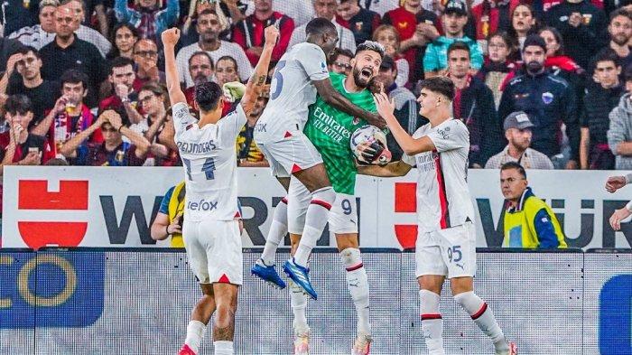 Aksi penyerang AC Milan, Olivier Giroud jadi kiper dadakan saat lawan Genoa di Liga Italia