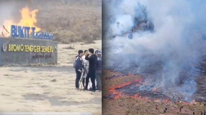 Gunung Bromo kebakaran gegara pasangan prewedding yang menyalakan flare.