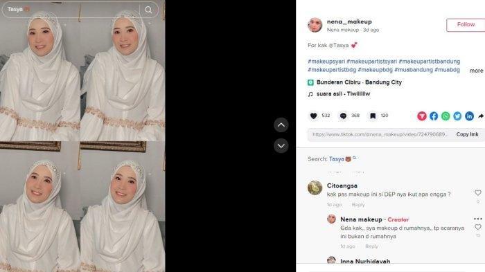 Akun Tiktok MUA yang Merias Tasya Istri Baru Dewa Eka Prayoga Diserbu Netizen, Mengaku Sangat Kecewa