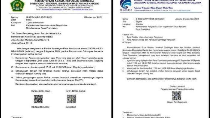HEBOH Surat Himbauan Kominfo Adzan Magrib di TV Ganti Running Text Selama Misa Paus Fransiskus