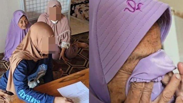 IBU KANDUNG DIBUANG - Sri Rahayu dan Fitriya, kedua anak nenek Nasikah (74), F dan SF mengurai klarifikasi usai viral disebut tega membuang ibu kandungnya ke panti jompo Griya Lansia Husnul Khatimah, Malang bersama anggota Polres Lamongan, Jawa Timur, Ipda Purnomo.