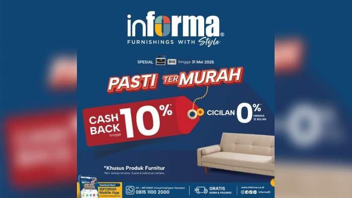 Informa cemara asri bulan ini menggelar diskon besar-besaran, terutama untuk produk
mempercantik rumah atau masyarakat yang lagi cari profuk furnitur baru.