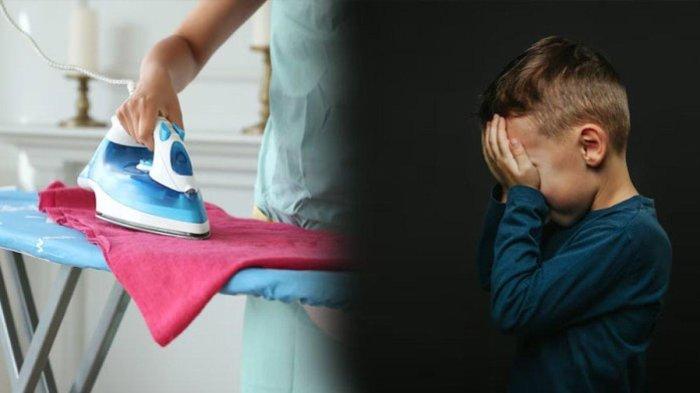 Ilustrasi Anak Disetrika guru
