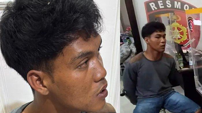 Irwan (27) pelaku pembunuhan pengusaha tembaga Boyolali, Bayu Handono (36), saat dimintai keterangan di Satreskrim Polres Boyolali, Minggu (5/5/2024). (Humas Polres Boyolali)