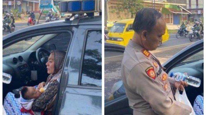 ISTRI DITINGGAL SUAMI: Kepala Pos Terpadu AKP Asep Saefulloh ketika mendampingi seorang ibu asal Pangalengan bersama bayi 4 bulan yang ditinggalkan suaminya saat istirahat di masjid Kaum Ciawi, Selasa (1/4/2025). (Humas Polres Tasikmalaya Kota)