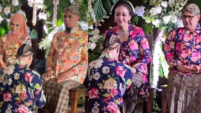 AL GHAZALI MENIKAH - Momen sungkeman Al Ghazali pada orangtuanya. Ahmad Dhani berdampingan denga Mulan Jameela, dan Maia Estianty berdampingan dengan Irwan Danny Musry.