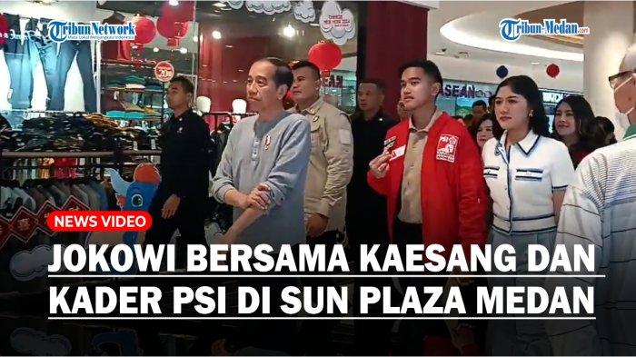 Setelah memenuhi beberapa agenda yang berlangsung di Sumatera Utara, Jokowi tampak mengunjungi Sun Plaza Medan pada malam hari, dan bertemu dengan Kaesang juga kader PSI, Rabu (7/2/2024).