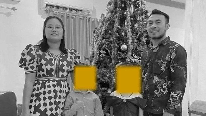 KORBAN PEMBUNUHAN: Foto Keluarga Wadison Pasaribu (37) dan Petry Sihombing (35) beserta dua anaknya. Petry tewas mengenaskan dalam kondisi tangan terikat di rumahnya di Kota Seran, Banten. Sang suami alami kritis dirawat di RS