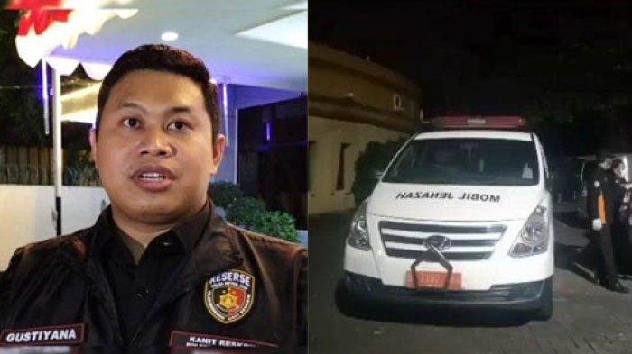 Kanit Reskrim Polsek Pademangan AKP I Gede Gustiyana dan mobil jenazah yang membawa Hasanuddin (42), korban tewas penganiayaan empat sekuriti Ancol Taman Impian