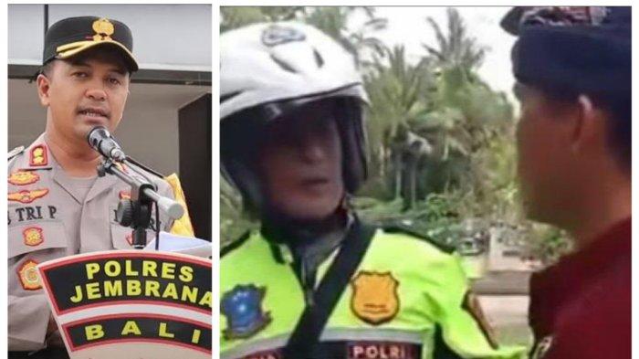 KAPOLRES MINTA MAAF: Tangkapan layar video seorang polisi yang diadang dan diamankan petugas adat karena berkeliaran menggunakan sepeda motor saat Hari Raya Nyepi, Sabtu (29/3/2025), di Desa Adat Sumbersari, Kecamatan Melaya, Kabupaten Jembrana, Provinsi Bali. Atas kejadian ini, Kapolres Jembrana AKBP Tri sampai minta maaf atas sikap anak buahnya. (Instagram @bahaduri_)