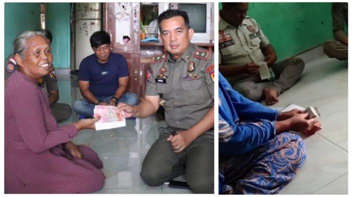 Kasatpol PP Kota Pekanbaru, Zulfahmi datangi  rumah nenek Mardiana untuk minta maaf dan mengembalikan uang. Zulfahmi didampingi sejumlah anggota Satpol PP Kota Pekanbaru menemui nenek Mardiana pada Kamis sore. (Istimewa)