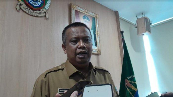 Kepala Dinas Perindag-ESDM Sumut, Mulyadi Simatupang di Kantor Gubernur Sumut, Kota Medan, Sabtu (15/4/2023).