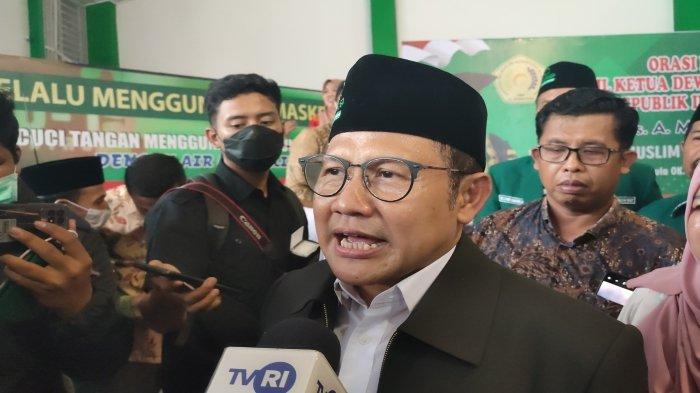 Ketua Umum PBK Muhaimin Iskandar atau Cak Imin usai mengisi seminar kebangsaan di Universitas Muslim Nusantara Al Wasliyah, Kota Medan / Anugrah Nasution.