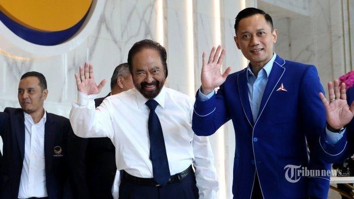 Ketua Umum Partai Nasdem Surya Paloh bersama Ketua Umum Partai Demokrat Agus Harimurti Yudhoyono