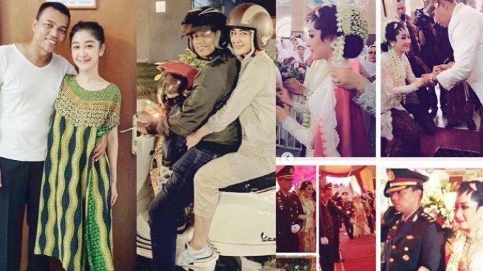 Kolase Foto Uut Permatasari dan Suami AKBP Tri Gofaruddin Pulungan naik Vespa.