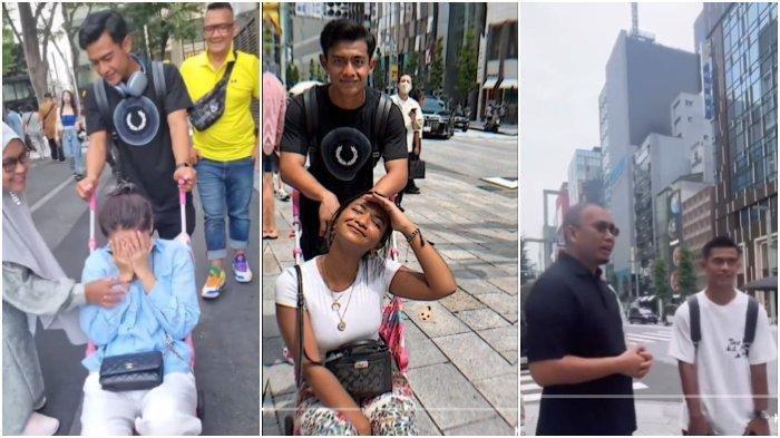 Kolase foto Pratama Arhan jalan-jalan di Jepang bersama calon istri Azizah Salsha.