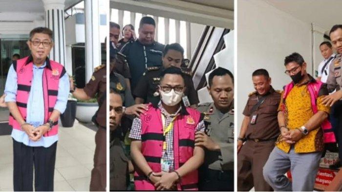 Kolase foto ketiga tersangka dalam perkara dugaan korupsi pengelolaan keuangan BLU pada RSUP H Adam Malik tahun 2018 senilai Rp 8 miliar. Bendahda Pengeluaran, Ardiansyah Daulay (tengah), Mangapul Bakara selaku Direktur Keuangan (kanan), dan Bambang Prabowo (kiri) selaku Direktur Utama RSU H Adam Malik.