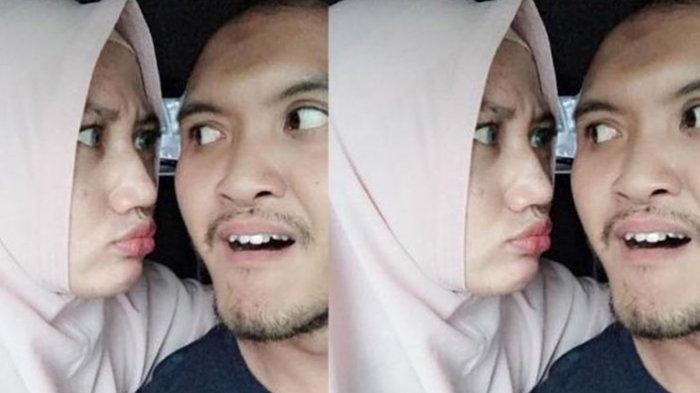 Komedian Caisar YKS dan istrinya, Almaratu Intan