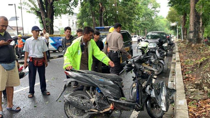 Kondisi Jalan Imam Bonjol, Kecamatan Medan Maimun, lokasi seorang pengendara wanita tewas usai tertimpa pohon, Jumat (31/5/2024).