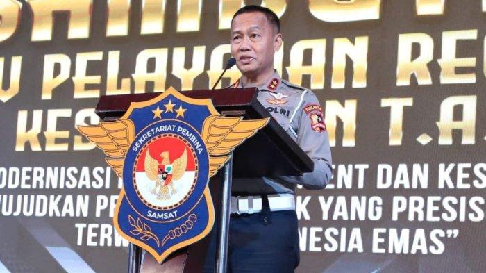 Kepala Korps Lalu Lintas (Kakor Lantas) Polri, Irjen Pol Aan Suhanan usai membuka Rapat Anev Pelayanan dan Kesamsatan 2024 di salah satu hotel di Medan, Jumat (2/8/2024).