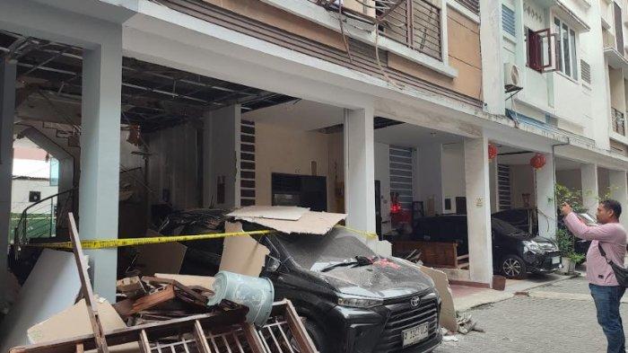 Lokasi kejadian ledakan yang diduga berasal dari tabung gas di Kompleks Liberty Recidence, Jalan Pendidikan, Kecamatan Medan Timur, Rabu (15/5/2024).