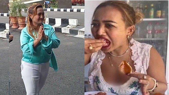 Lina Mukherjee ditahan di Polda Sumsel usai diperiksa selama 12 jam terkait konten makan babi baca Basmalah. 