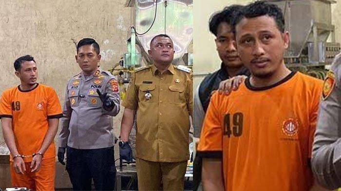 MINYAKITA PALSU DI BOGOR - Penampakan sosok pelaku biang kerok pemalsuan MinyaKita di Bogor berinisial TRM saat dihadirkan polisi dalam konferensi pers di Polres Bogor, Senin (10/3/2025). Untuk diketahui, pelaku merupakan pengendali operasional produksi MinyaKita palsu di wilayah Desa Cijujung, Kecamatan Sukaraja, Kabupaten Bogor. 