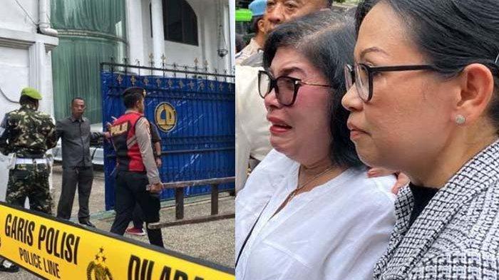 REKONSTRUKSI PEMBUNUHAN SATPAM: Polisi lakukan rekonstruksi kasus satpam Septian (37) yang tewas oleh tersangka Abraham di Lawang Gintung, Kecamatan Bogor Selatan, Kota Bogor, Jumat (31/1/2025). anak bos rental itu disoraki warga saat rekonstruksi hingga sang ibu menangis