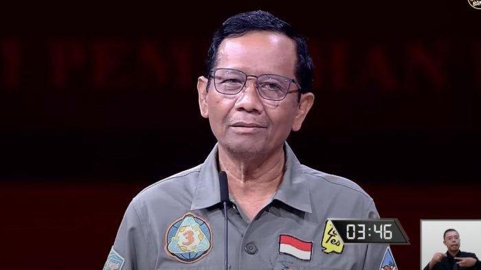 Mahfud MD dalam debat cawapres Minggu (21/1/2024). 