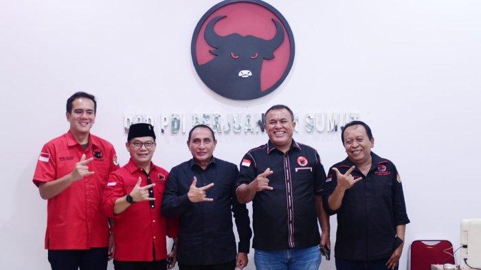 Mantan Gubernur Sumatera Utara Edy Rahmayadi mengikuti wawancara sebagai calon Gubernur Sumut di DPD PDIP Sumut. 
Edy adalah satu dari 6 bakal calon Gubernur yang diundang hadir di kantor PDIP Sumut, jalan Jamin Ginting, Jumat (5/7/2024).