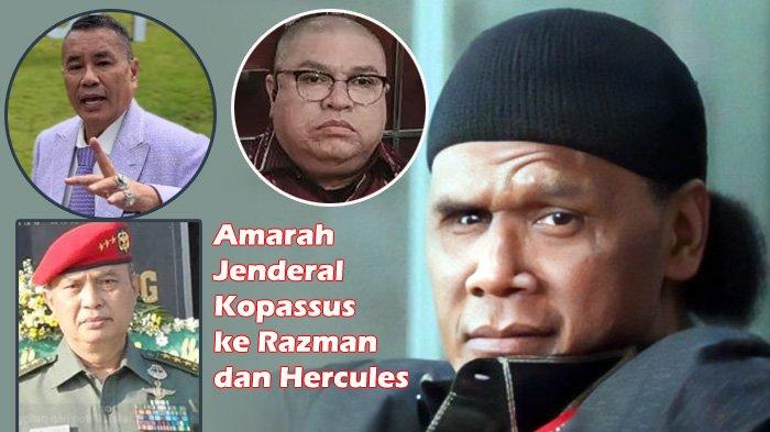 Pensiunan Jenderal Kopassus ini luapkan amarahnya kepada Ketua Umum Gerakan Rakyat Indonesia Bersatu (GRIB) Jaya Rosario de Marshal alias Hercules dan Razman Arif Nasution. Hotman Paris sarankan hal ini pada Hercules. (Kolase Istimewa/Tribun Medan)