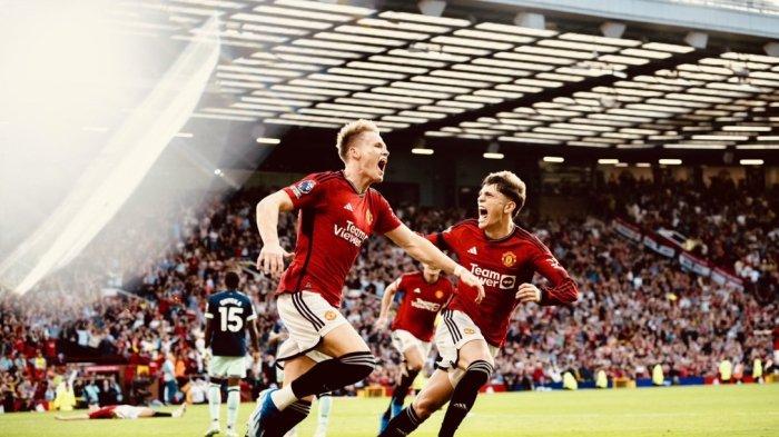Gelandang Manchester United, Scott McTominay cetak gol dramatis ke gawang Brentford di Liga Inggris, Sabtu (7/10/2023) tadi malam