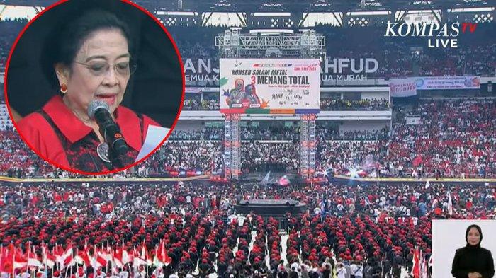 Ratusan ribu kader PDIP dan relawan Ganjar-Mahfud hadir dalam kampanye bertemakan Konser Salam Metal di GBK, Senayan, Jakarta Pusat, Sabtu (3/2/2024). (Kompas tv)