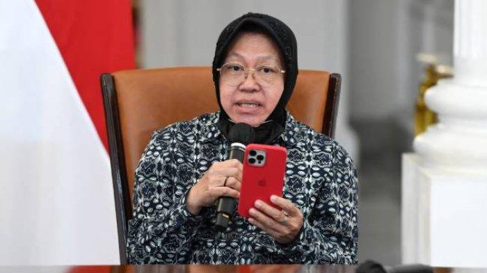 Mensos Tri Rismaharini menyampaikan pernyataan perihal pengalihan subsidi BBM, Sabtu (03/09/2022), di Istana Merdeka, Jakarta.