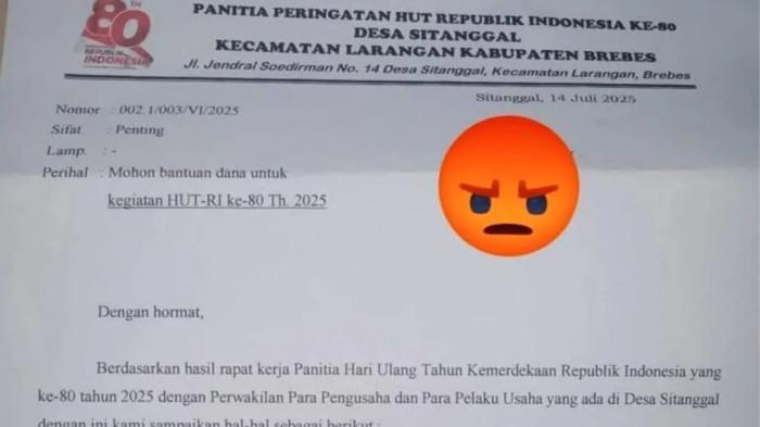 Minta Sumbangan Rp500 Ribu ke Pedagang, Panitia HUT RI di Brebes Viral, Sekdes: Tidak Dipukul Rata