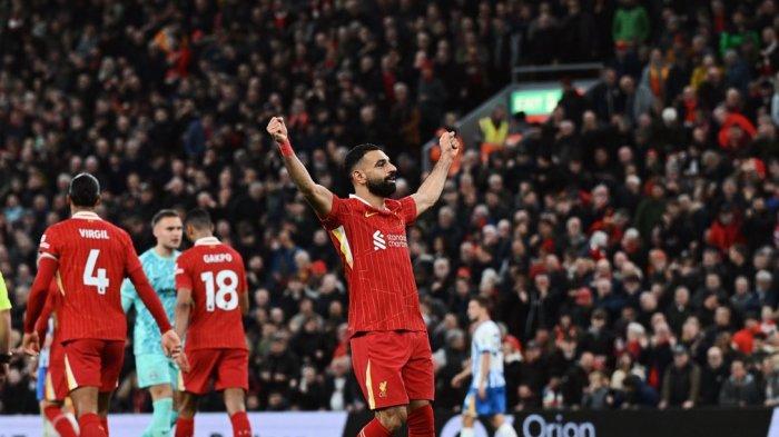 Mohamed Salah cetak gol di laga Liverpool vs Brighton pekan ke-10 Liga Inggris 2024-2025
