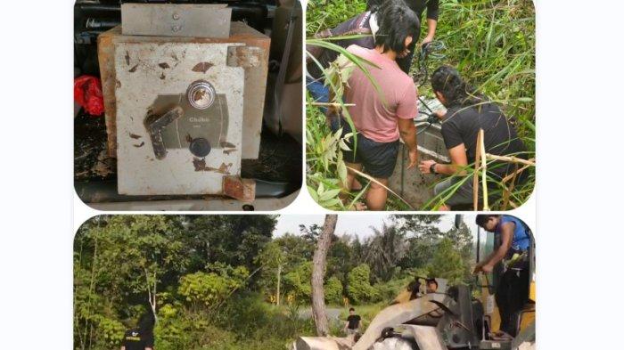 Momen personel Subdit III Jatanras Polda Sumut mengambil barang bukti brankas hingga laptop yang dicuri dari Pengadilan Agama dan gerai KFC berisi Rp 45 Juta di Kecamatan Balige, Kabupaten Toba, Sumatera Utara.