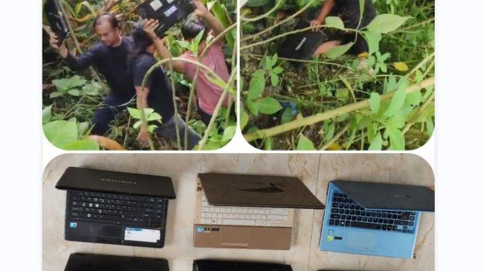 Momen personel Subdit III Jatanras Polda Sumut mengambil barang bukti brankas hingga laptop yang dicuri dari Pengadilan Agama dan gerai KFC berisi Rp 45 Juta di Kecamatan Balige, Kabupaten Toba, Sumatera Utara.