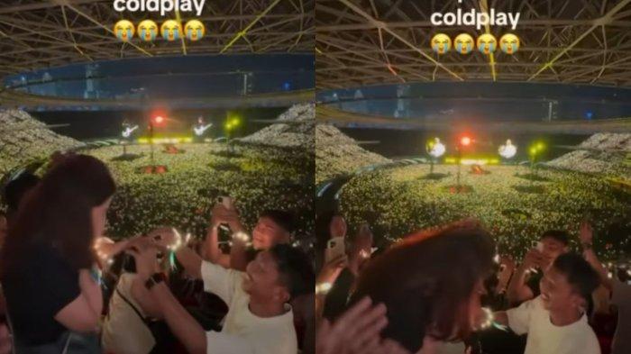 Momen sepasang kekasih yang lamaran di konser Coldplay
